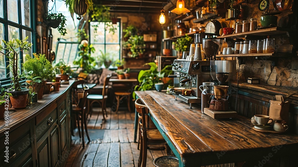 Vintage Wooden Cafe: Timeless Coffee Moments