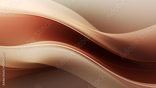Abstract brown waves design with smooth curves and soft shadows on clean modern background. Fluid gradient motion of dynamic lines on minimal backdrop