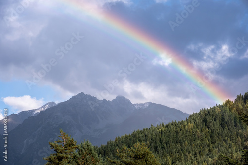 rainbow in the mountains after the rain