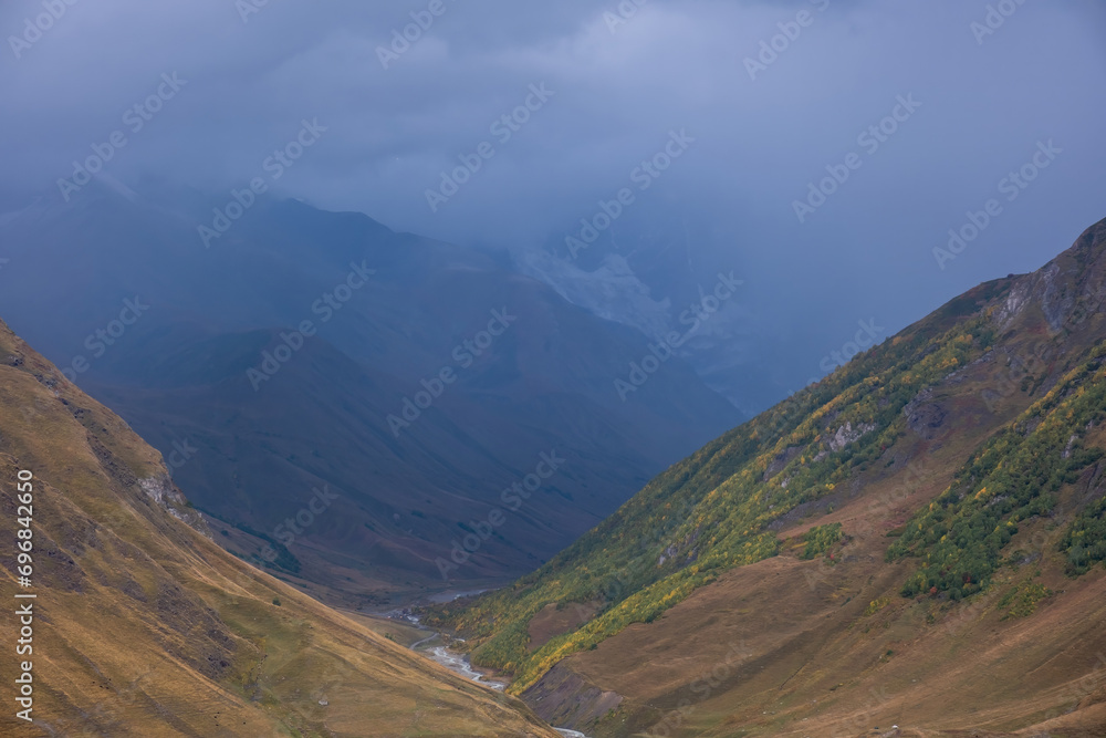 stormy sky in the mountains in autumn