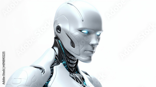 Humanoid AI, Side Profile, Isolated on White