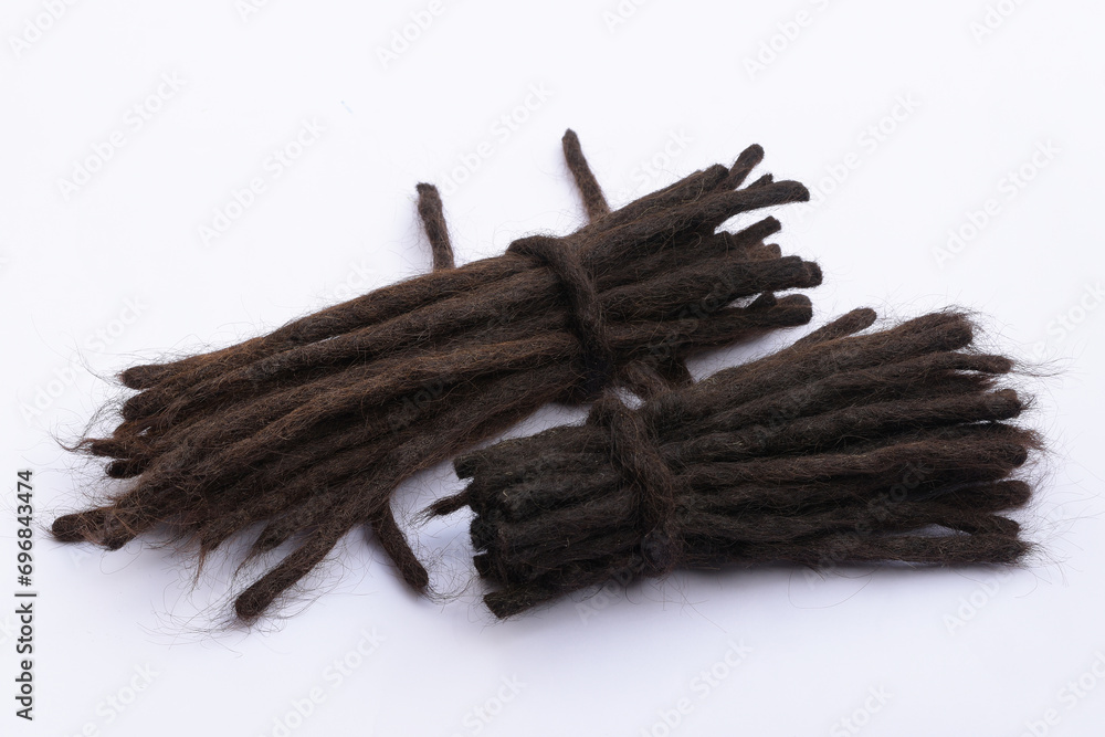 Dreadlocks haircut on white background, rasta hair Dreadlocks haircut on white background, rasta hair