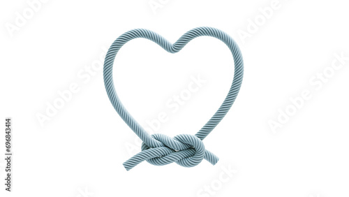 heart of rope string and reef knot 3D rendering photo