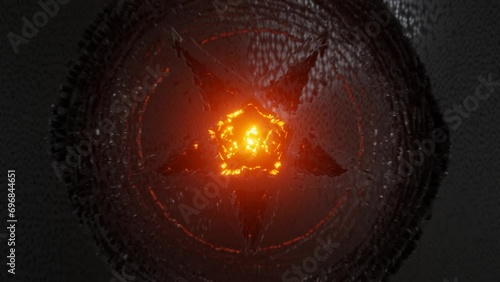 Pentagram wicca star esoteric occult spiritual and black magic symbol. Pentacle neon star amulet satanic pentagram