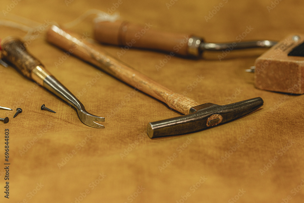 tools on the table used for upholstery reparation tools on the table used for upholstery reparation