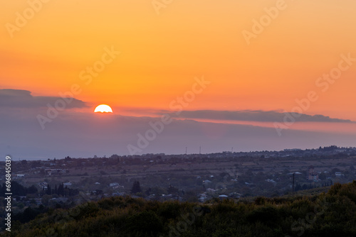 view of the Alazani Valley at dawn © vadimborkin