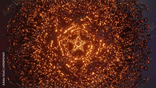 Pentagram wicca star esoteric occult spiritual and black magic symbol. Pentacle neon star amulet satanic pentagram
