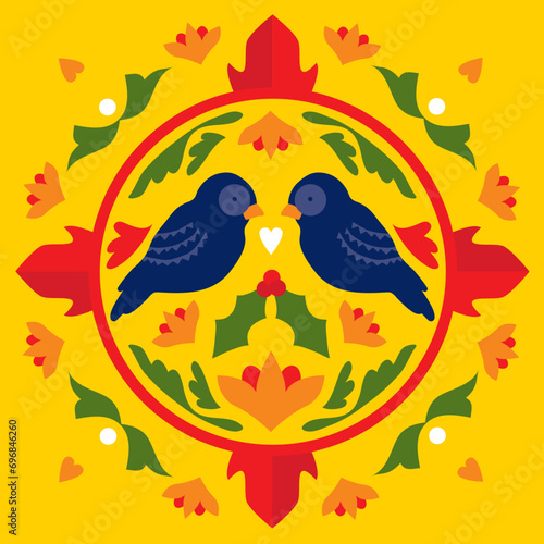 Colorful Folk Art German Bird Design