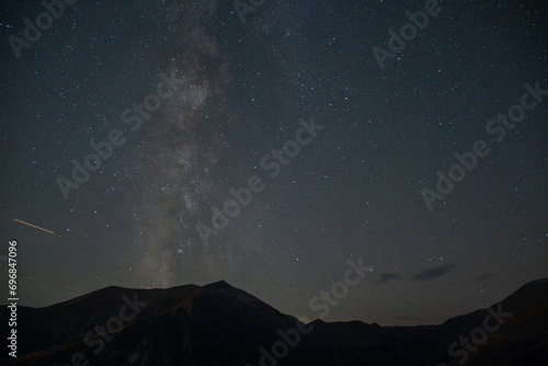 mountains at night and starry sky