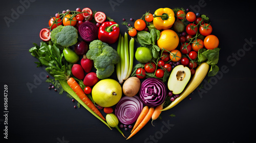 Heart shape healthy foods  fruits and vegetables