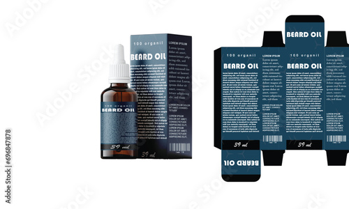 BEARD OIL Packaging design. Package template design. Beard Oil Label design. 