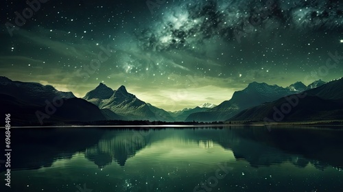 mountain, in the style of light green and amber, flickr, cosmic, grandeur of scale, dreamlike installations photo