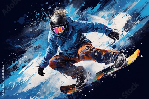 Abstract snowboarder