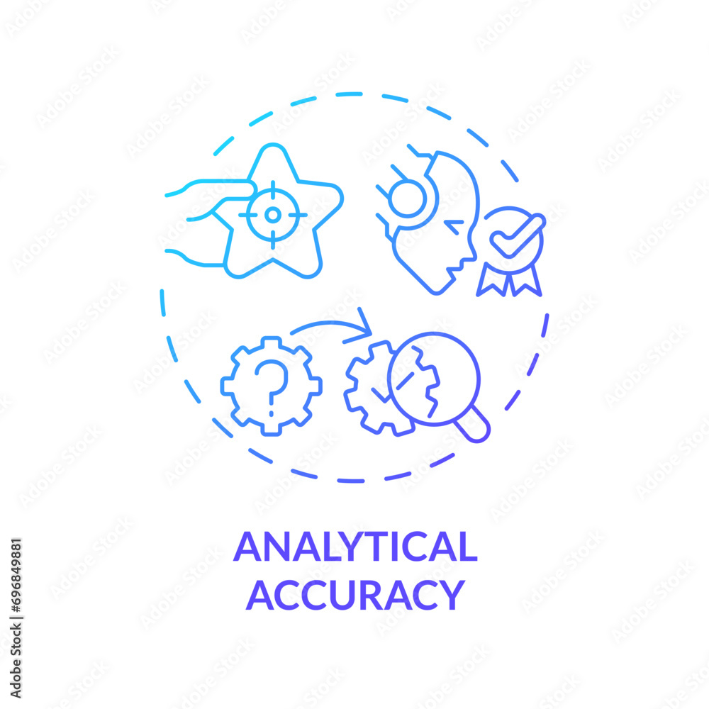 2D gradient analytical accuracy icon, creative isolated vector, thin line blue illustration representing cognitive computing. 2D gradient analytical accuracy icon, creative isolated vector, thin line blue illustration representing cognitive computing.