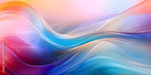 Abstract Background With Soft Candy Colored Luminous Line Ribbon Texture, Panoramic rainbow background colorful waves curved lines ai generated