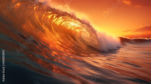 Beautiful abstract surf wave at sunset © Boraryn