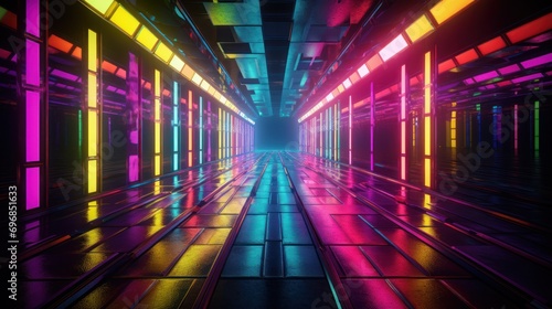 Colorful Neon corridor background 