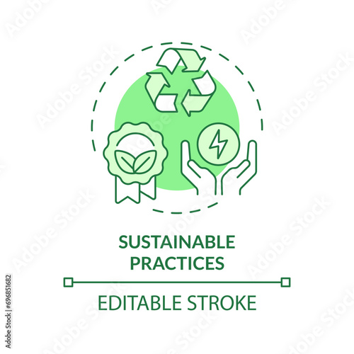 2D editable green sustainable practices icon, monochromatic isolated vector, thin line illustration representing environmental psychology.