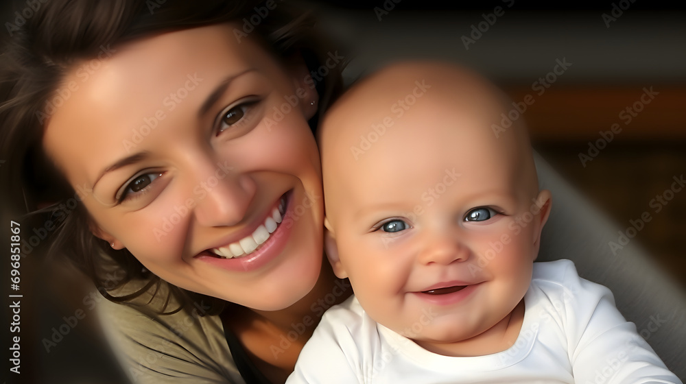 Joyful Mother Embracing Child / Fröhliche Mutter umarmt Kind - generative AI