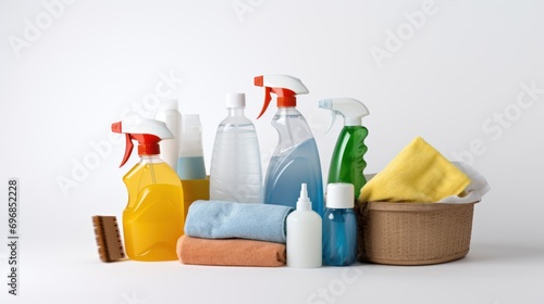 Eco cleaning products isolated on white background 