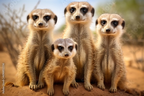 Meerkat family standing together photo