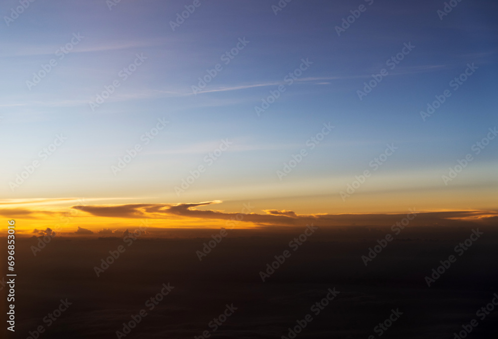 Aerial view of beautiful sunset