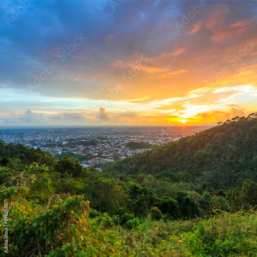 Sunset and sunrise sky view from mountain heights