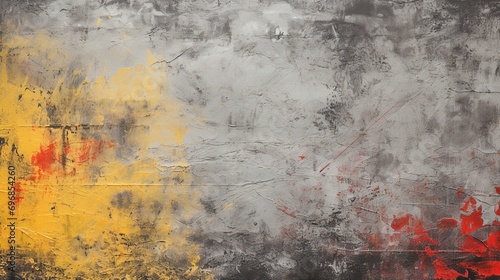 Grey yellow and red grungy dry paint texture for background