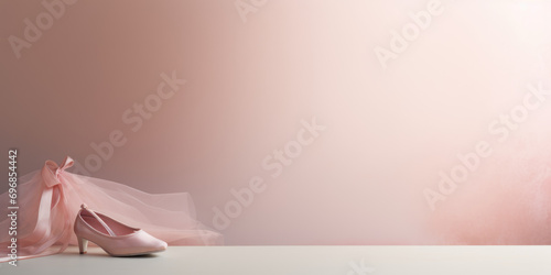 Muted pink banner with a ballet shoe on the side with space for copy space.