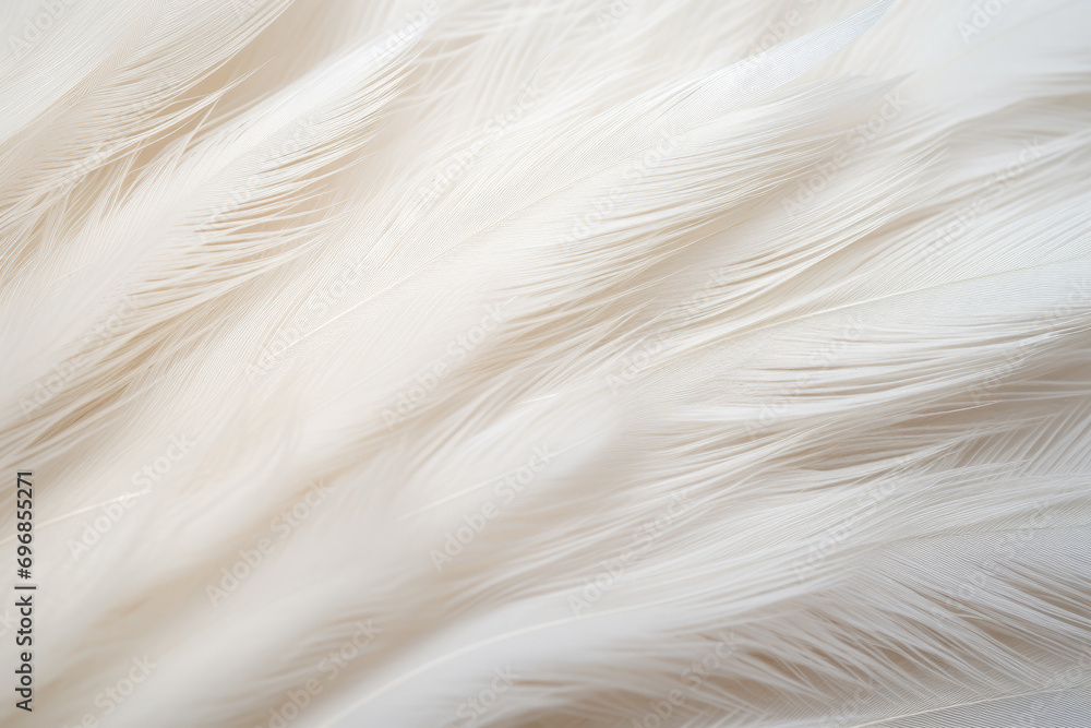 Fototapeta premium Detailed shot of a plain, white feather with subtle textures.