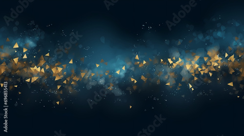 Magical blue night sky with sparkling stars. Gold glitter powder splash vector background