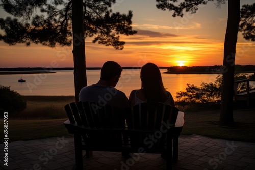 Couple Enjoys Romantic And Serene Moment Watching The Sunset