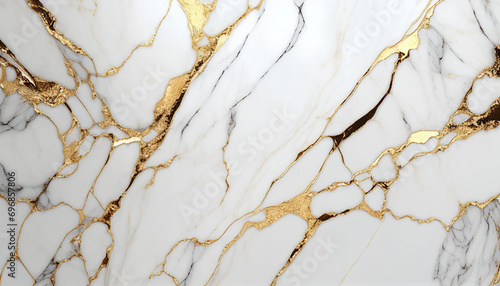 Texture of the wall, Natural White And Gold Marble Texture, Ai generated image 