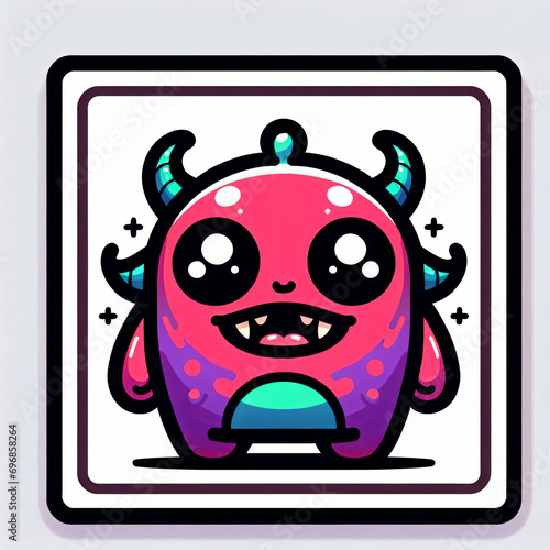 Wallpaper Mural Square avatar. Kawaii chibi monster. Funny, amusing. Doodle style. Torontodigital.ca