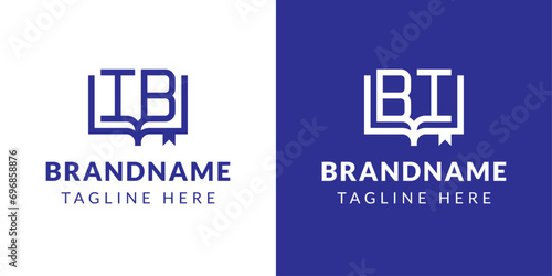 Letter BI and IB Book Logo, suitable for business related to book with BI or IB initials