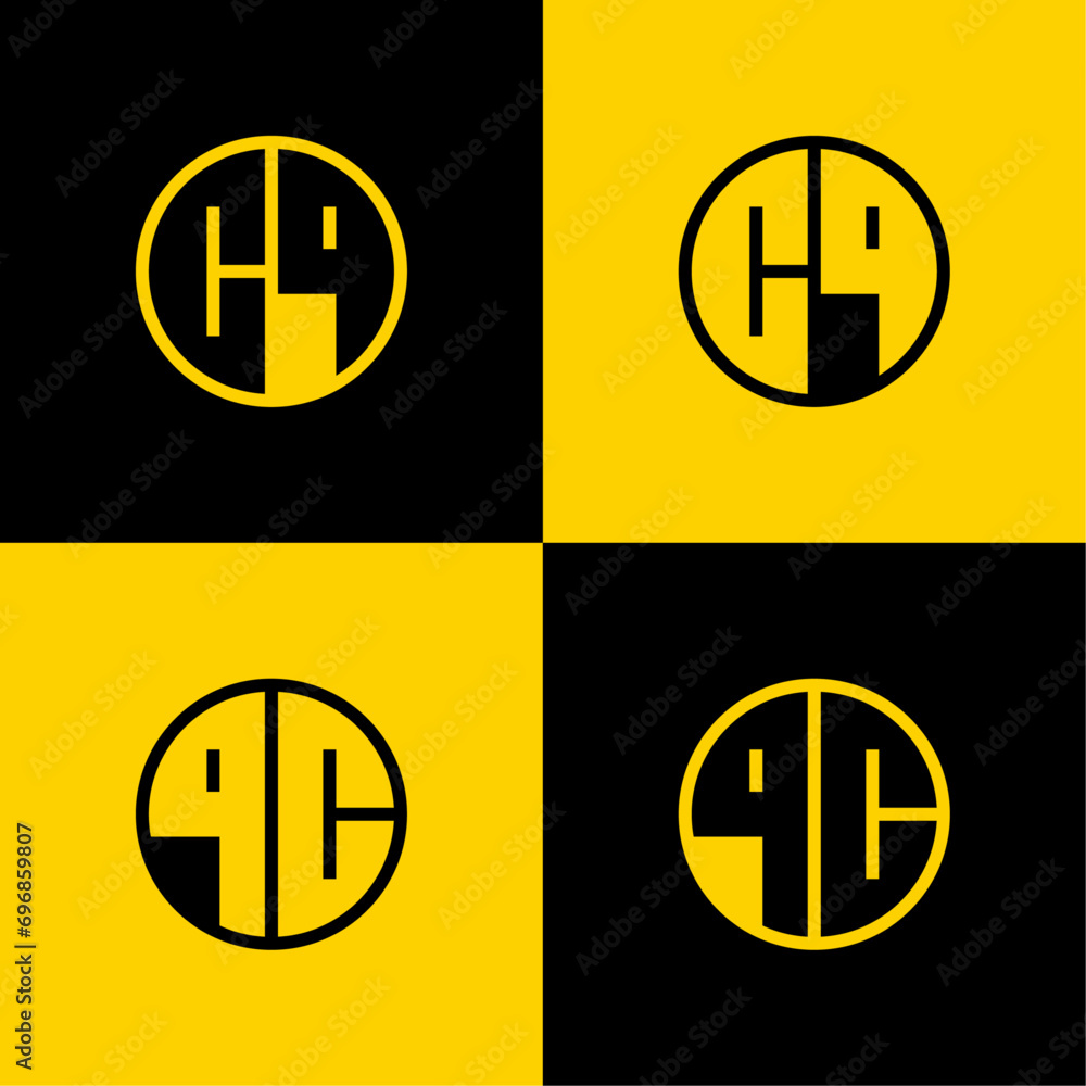 Fototapeta premium Simple CQ and QC Letter Circle Logo Set, suitable for business with CQ or QC initial