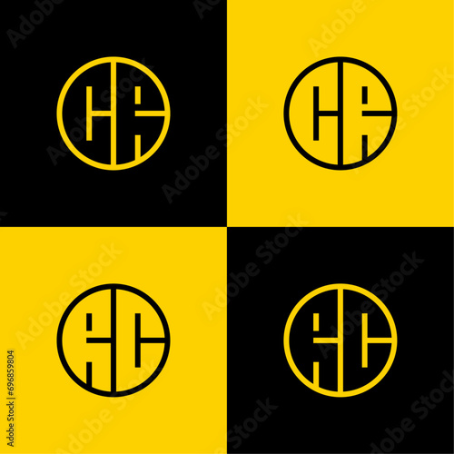 Simple CR and RC Letter Circle Logo Set, suitable for business with CR or RC initial