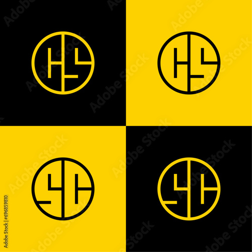 Simple CS and SC Letter Circle Logo Set, suitable for business with CS or SC initial