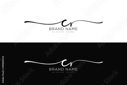 CR initial handwriting signature logo designs and lettering photo