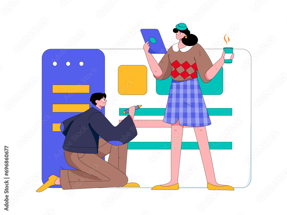 Flat vector illustration of business people operating work scene
Flat vector illustration of business people operating work scene