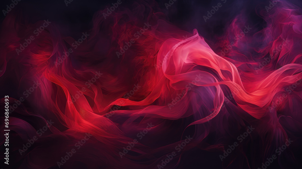 Fototapeta premium Vibrant crimson streaks of neon weave through the darkness, conjuring a fiery spectacle reminiscent of a celestial dance, igniting the imagination with passion and intensity.
