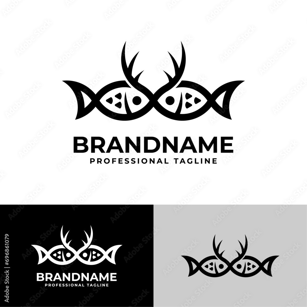 Fish Antler Logo, suitable for business related to Fish and Antler