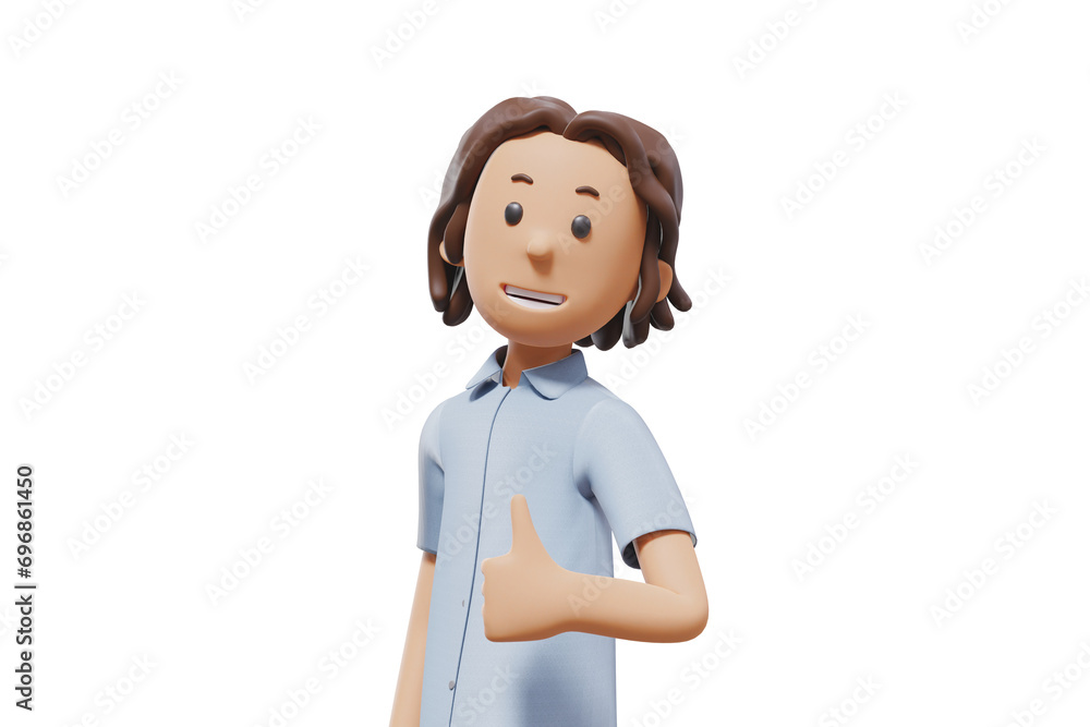 3D man character illustration raised his hand and gave a thumbs up 3D man character illustration raised his hand and gave a thumbs up