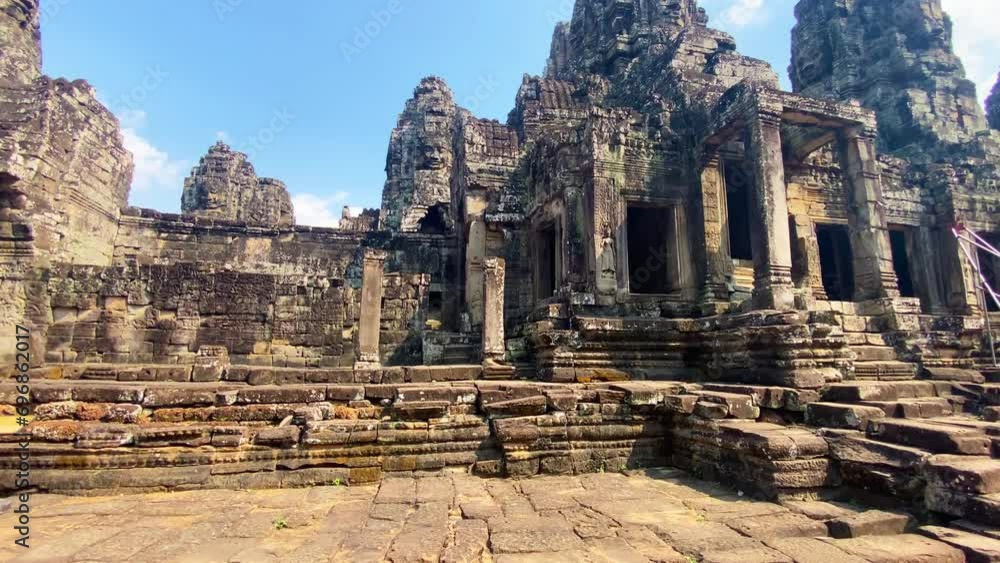 The three-level Mount Bayon Temple, a temple of the Khmer civilization, located on the territory of Angkor in Cambodia The three-level Mount Bayon Temple, a temple of the Khmer civilization, located on the territory of Angkor in Cambodia