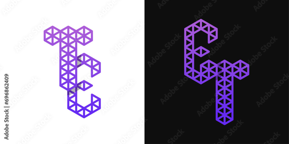 Letters ET and TE Polygon Logo Set, suitable for business related to polygon with ET and TE initials Letters ET and TE Polygon Logo Set, suitable for business related to polygon with ET and TE initials