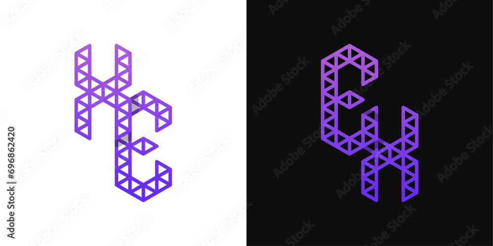 Letters EX and XE Polygon Logo Set, suitable for business related to polygon with EX and XE initials Letters EX and XE Polygon Logo Set, suitable for business related to polygon with EX and XE initials