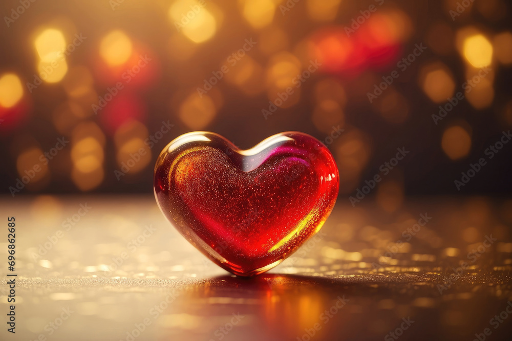 red heart on bokeh golden blurry background red heart on bokeh golden blurry background