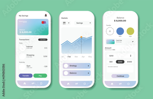 Online banking mobile apps UI. Mobile banking interface template