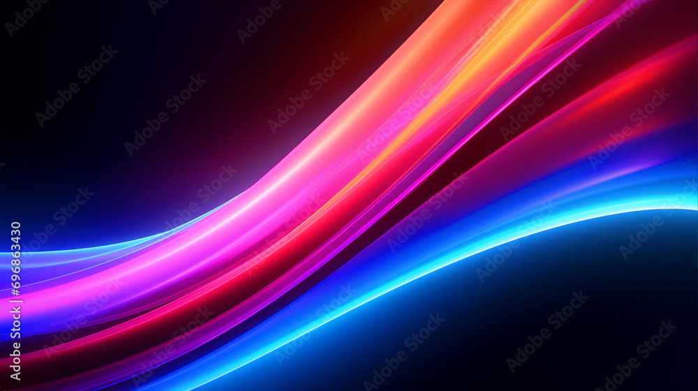 Fototapeta premium Colorful glowing neon curve lines background - ai generative