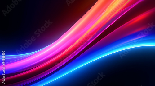 Colorful glowing neon curve lines background - ai generative